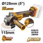 Sin Interés: Amoladora Ingco 20V Brushless Solo Cuerpo
